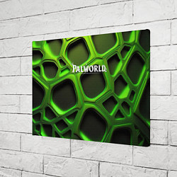 Холст прямоугольный Palworld логотип на зеленой объемной абстракции, цвет: 3D-принт — фото 2