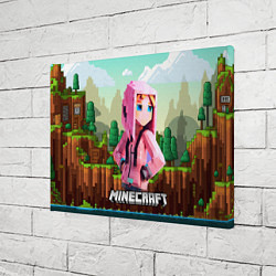 Холст прямоугольный Персонаж Minecraft девушка в пиксельном мире, цвет: 3D-принт — фото 2