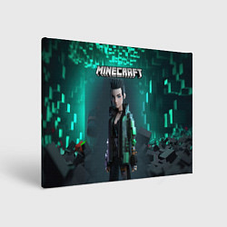 Холст прямоугольный Minecraft cyberpunk green neon, цвет: 3D-принт