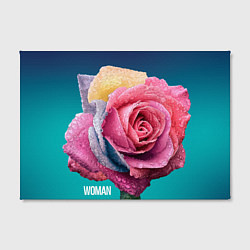 Холст прямоугольный Роза на голубом - woman, цвет: 3D-принт — фото 2