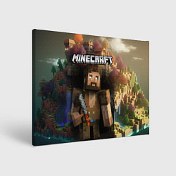 Холст прямоугольный Minecraft персонаж с бородой у горы, цвет: 3D-принт