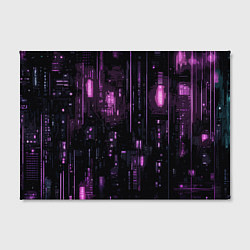 Холст прямоугольный Киберпанк светящиеся фиолетовые элементы, цвет: 3D-принт — фото 2