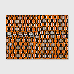 Холст прямоугольный Техно узор из шестиугольников оранжевый, цвет: 3D-принт — фото 2