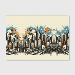 Холст прямоугольный Рисунок города с небоскребами, цвет: 3D-принт — фото 2