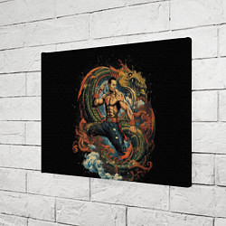 Холст прямоугольный Муай-Тай боец и зеленый дракон, цвет: 3D-принт — фото 2