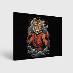 Холст прямоугольный Тигр в стойке тайский бокс, цвет: 3D-принт