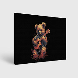 Холст прямоугольный Большой плюшевый медведь играет на гитаре, цвет: 3D-принт