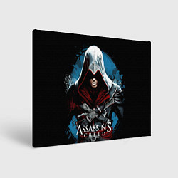 Холст прямоугольный Assassins creed темный синий фон, цвет: 3D-принт
