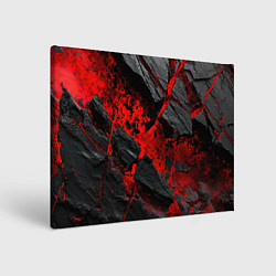 Холст прямоугольный Красные разломы черных камней, цвет: 3D-принт