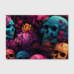 Холст прямоугольный Яркие цветы с черепами, цвет: 3D-принт — фото 2