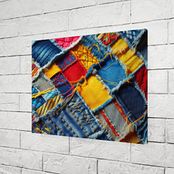 Холст прямоугольный Colorful denim patchwork - ai art, цвет: 3D-принт — фото 2