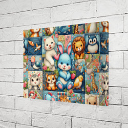 Холст прямоугольный Funny hare and his friends - patchwork, цвет: 3D-принт — фото 2