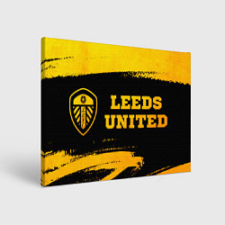 Холст прямоугольный Leeds United - gold gradient по-горизонтали, цвет: 3D-принт