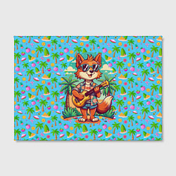Холст прямоугольный Лисица с гитарой жаркое лето, цвет: 3D-принт — фото 2