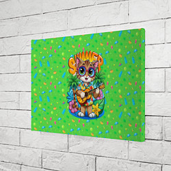 Холст прямоугольный Кот играет на гитаре летом, цвет: 3D-принт — фото 2