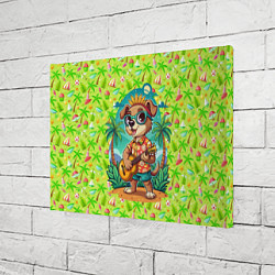 Холст прямоугольный Песик играет на гитаре жарким летом, цвет: 3D-принт — фото 2