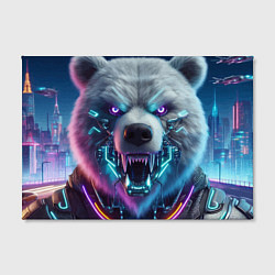 Холст прямоугольный Cyber bear - neon glow, цвет: 3D-принт — фото 2