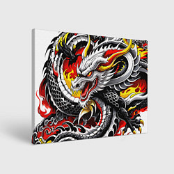 Холст прямоугольный Огнедышащий дракон в японском стиле, цвет: 3D-принт
