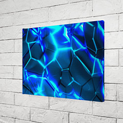 Холст прямоугольный Неоновые холодные голубые плиты в разломе, цвет: 3D-принт — фото 2