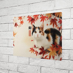 Холст прямоугольный Кошка и листья клена - осень, цвет: 3D-принт — фото 2
