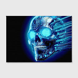 Холст прямоугольный Neon cyber skull - ai art, цвет: 3D-принт — фото 2