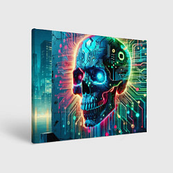 Холст прямоугольный Cool cyber skull - neon glow, цвет: 3D-принт