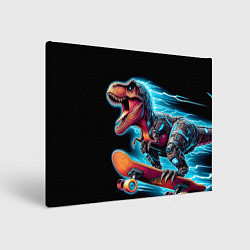 Холст прямоугольный Cool Dino on a skateboard - neon glow fantasy, цвет: 3D-принт