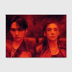 Холст прямоугольный Hyunjin and Minho in red smoke, цвет: 3D-принт — фото 2