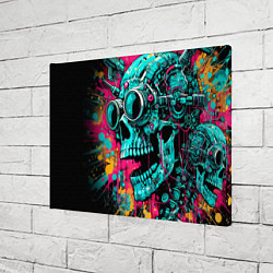 Холст прямоугольный Cyber skull sketch - color blots, цвет: 3D-принт — фото 2