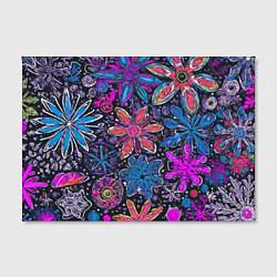 Холст прямоугольный Неоновые абстрактные снежинки, цвет: 3D-принт — фото 2