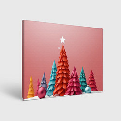 Холст прямоугольный Новогодние ели, цвет: 3D-принт