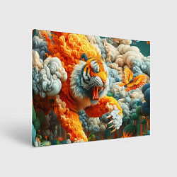 Холст прямоугольный Сказочный облачный тигр - нейроарт фантазия, цвет: 3D-принт