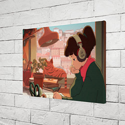 Холст прямоугольный Lofi music girl day, цвет: 3D-принт — фото 2