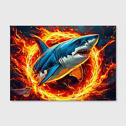 Холст прямоугольный Акула в кольце огня, цвет: 3D-принт — фото 2