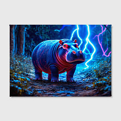 Холст прямоугольный Бегемот в разрядах молний, цвет: 3D-принт — фото 2