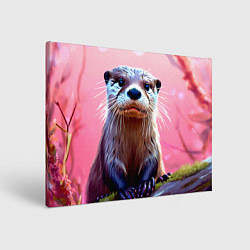 Холст прямоугольный Выдра в розовом цвете, цвет: 3D-принт