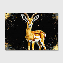 Холст прямоугольный Газель на черном, цвет: 3D-принт — фото 2