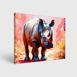 Холст прямоугольный Носорог в розовом, цвет: 3D-принт