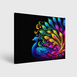 Холст прямоугольный Neon peacock - art, цвет: 3D-принт