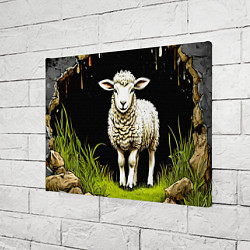 Холст прямоугольный Овечка на черном, цвет: 3D-принт — фото 2