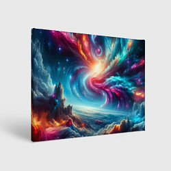 Холст прямоугольный Fantastic neon space landscape - ai art fantasy, цвет: 3D-принт