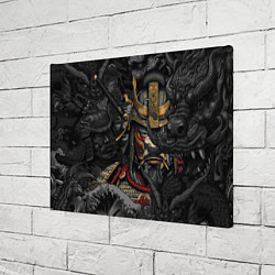 Холст прямоугольный Самурай и драконы в стиле ирезуми, цвет: 3D-принт — фото 2
