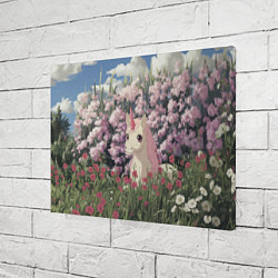 Холст прямоугольный Единорог на фоне сирени, цвет: 3D-принт — фото 2