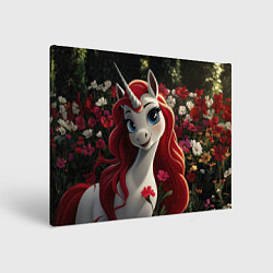 Холст прямоугольный Единорожка с рыжими волосами, цвет: 3D-принт