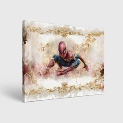 Холст прямоугольный Человек - паук розы и узоры, цвет: 3D-принт