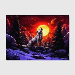 Холст прямоугольный Белый волк воет на луну, цвет: 3D-принт — фото 2