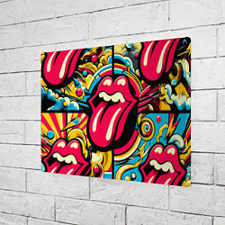 Холст прямоугольный Rolling Stones logo - pop art pattern, цвет: 3D-принт — фото 2