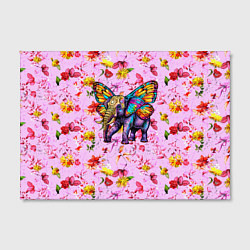Холст прямоугольный Слон с крыльями бабочки, цвет: 3D-принт — фото 2