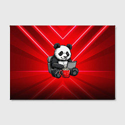 Холст прямоугольный Панда работает за ноутбуком, цвет: 3D-принт — фото 2