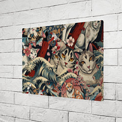 Холст прямоугольный Котики и рыбки в сакуре, цвет: 3D-принт — фото 2